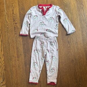 Smockingbird Kids Santa Print Pajamas - Red Trim